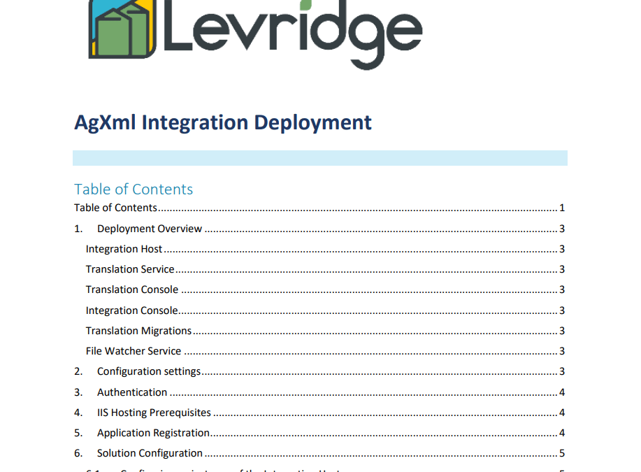 AgXml Integration Deployment In Levridge