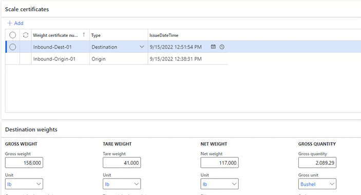 Scale certificate with a "Destination" type