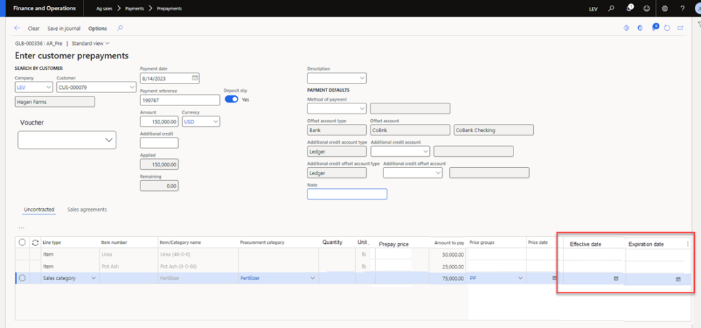 Standard window view of the new R3 feature, the effective and expiration date.