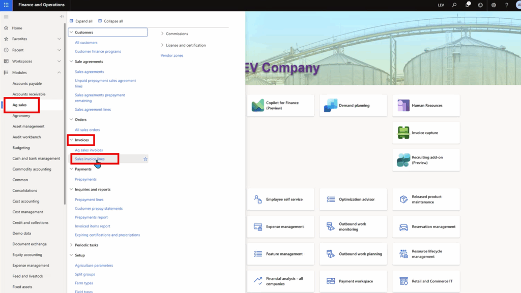 Ag Sales module in Microsoft Dynamics 365 Finance and Operations