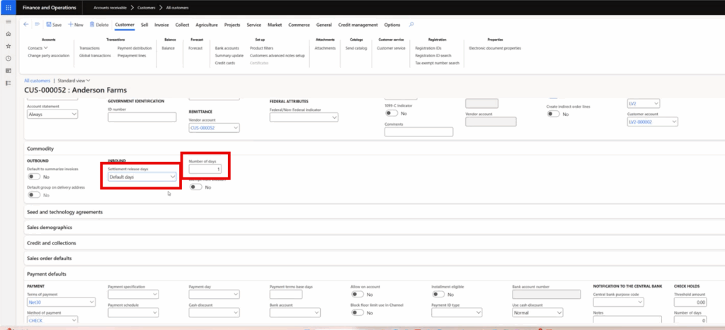 Image for setting up release days at the customer account level.