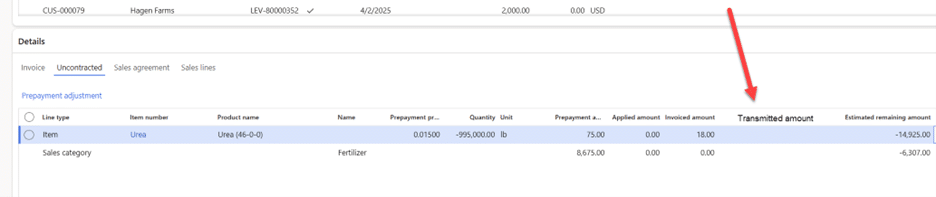 Uncontracted tab on the payment details tab