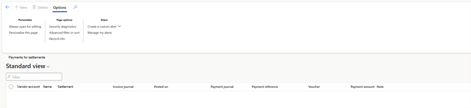 payment tab of the vendor payment