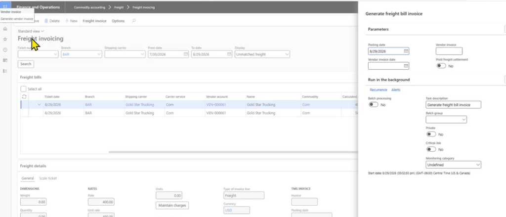 Generate a freight invoice bill